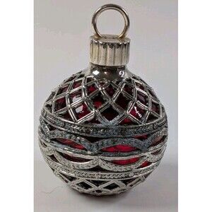 Godinger Silver Art Red Glass Ornament Silver Filigree Ball Christmas